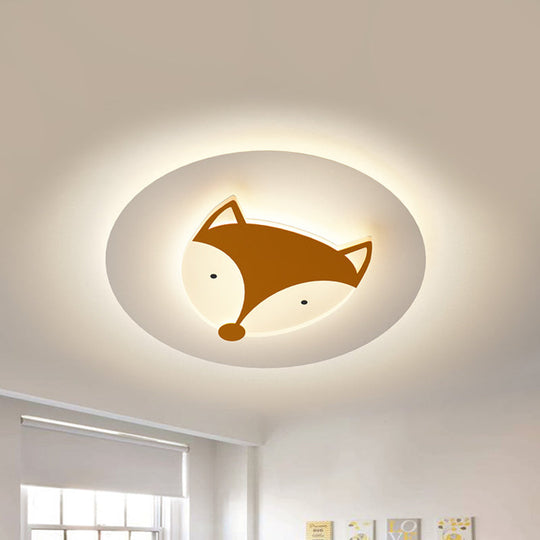 Kids Style Fox/Deer Child-Care Center Ceiling Lamp - Acrylic LED Flush Mount in Blue/Coffee with Warm/White Light