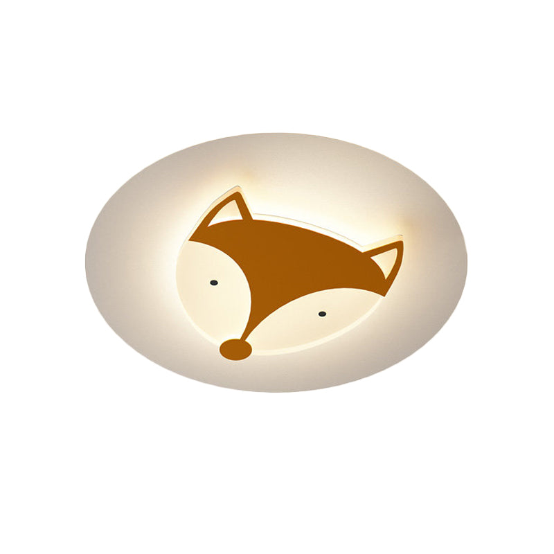 Kids Style Fox/Deer Child-Care Center Ceiling Lamp - Acrylic LED Flush Mount in Blue/Coffee with Warm/White Light