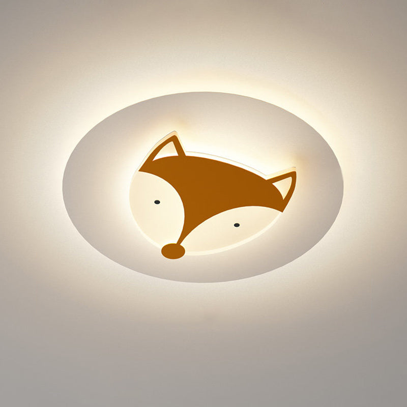 Kids Style Fox/Deer Child-Care Center Ceiling Lamp - Acrylic LED Flush Mount in Blue/Coffee with Warm/White Light