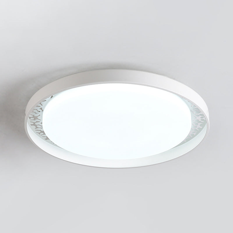 Minimalist Disc Ceiling Flush LED Lighting for Children's Bedrooms - White/Green/Pink Colors