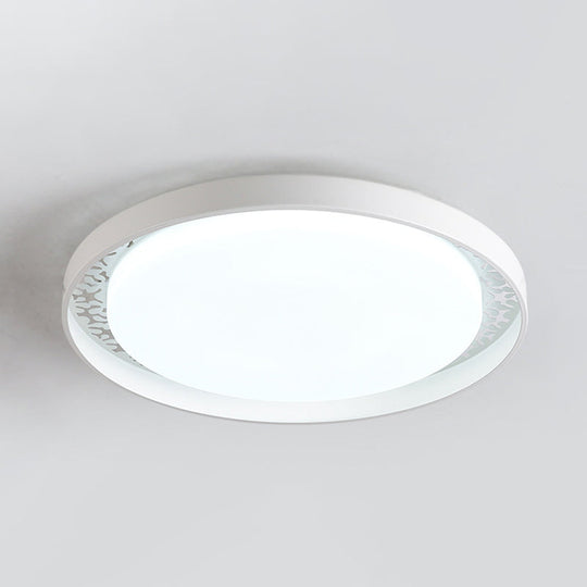 Minimalist Disc Ceiling Flush LED Lighting for Children's Bedrooms - White/Green/Pink Colors