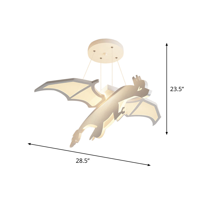 Iron Winged Dinosaur LED Suspension Light for Kids - Hanging Chandelier in Warm/White Light
