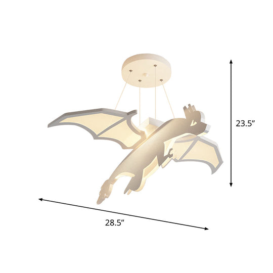 Iron Winged Dinosaur LED Suspension Light for Kids - Hanging Chandelier in Warm/White Light