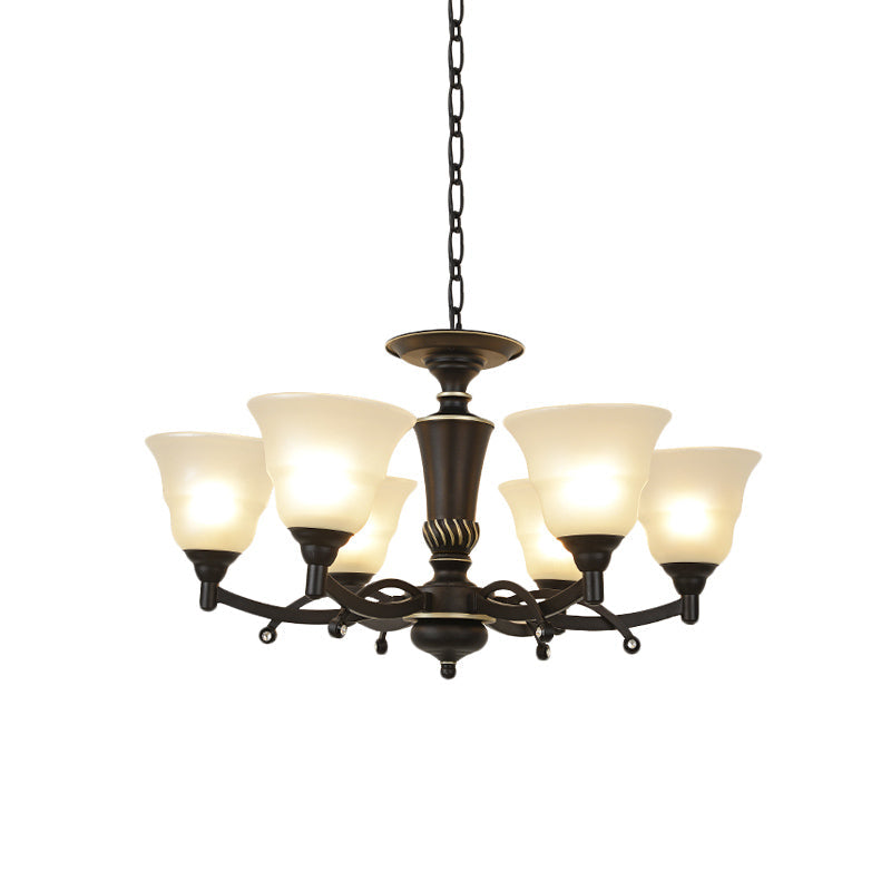 Modern Black Chandelier Lighting Fixture - Bell Frosted Glass, 6/8 Bulbs - Ideal for Living Room