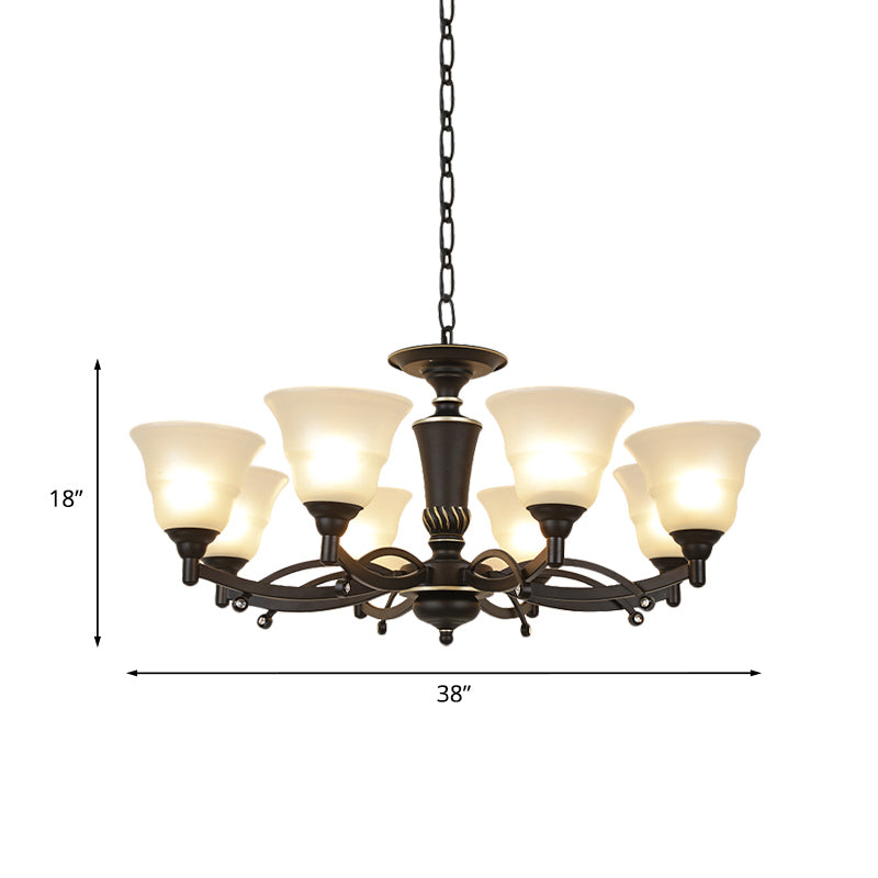 Modern Black Chandelier Lighting Fixture - Bell Frosted Glass, 6/8 Bulbs - Ideal for Living Room