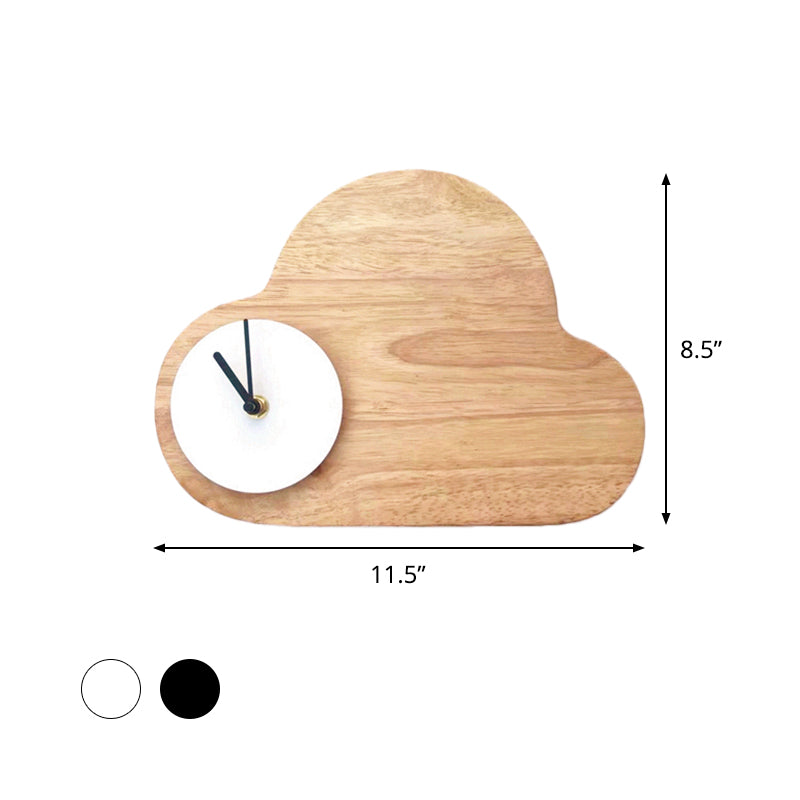 Kids Cartoon Cloud LED Wood Flush Mount Wall Sconce Light with Clock - Black/White, Warm/White Light