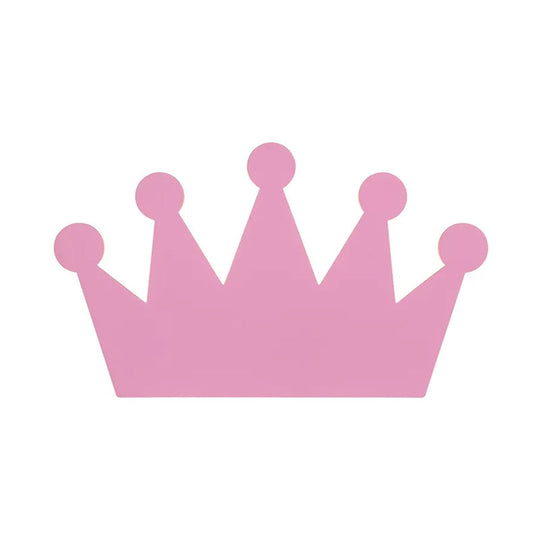 Cartoon LED Wall Sconce for Kids' Bedroom - Wooden Crown Design in Yellow/Pink