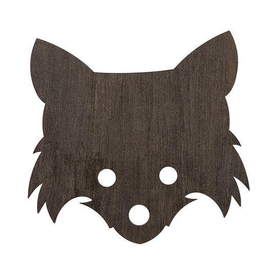 Wood Fox Wall Mount Lamp - Kids Black LED Flush Wall Sconce for Bedroom with Warm/White Light