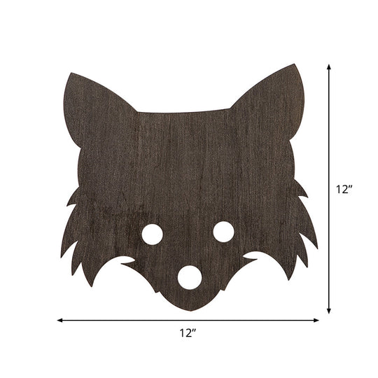 Wood Fox Wall Mount Lamp - Kids Black LED Flush Wall Sconce for Bedroom with Warm/White Light