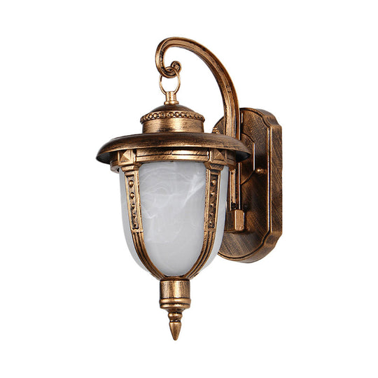 Frosted Glass Wall Sconce - Country Style Outdoor Hanging Light - Black/Gold/Bronze