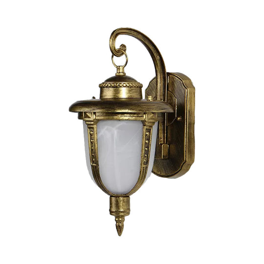 Frosted Glass Wall Sconce - Country Style Outdoor Hanging Light - Black/Gold/Bronze