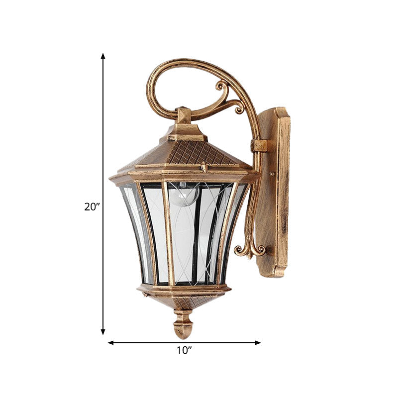 Classic Lantern Wall Sconce - Clear Glass, Bronze Finish, 1 Bulb Wall Mount Lamp