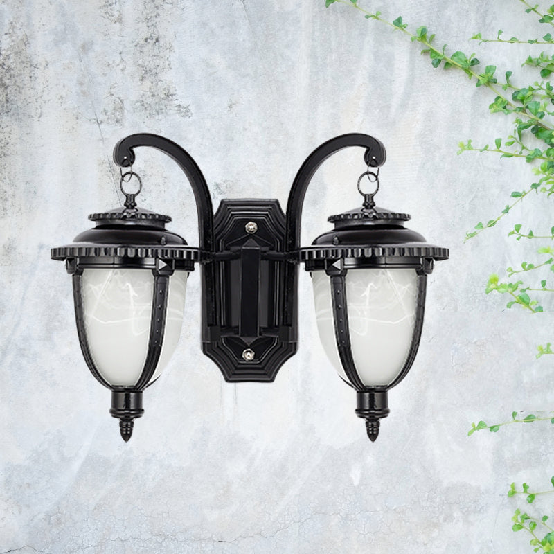 Classic Black/Bronze Wall Lamp with Frosted Glass Shade - Small/Large Sizes Available