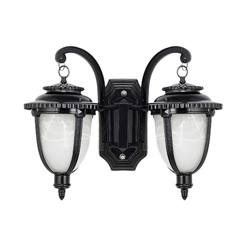 Classic Black/Bronze Wall Lamp with Frosted Glass Shade - Small/Large Sizes Available