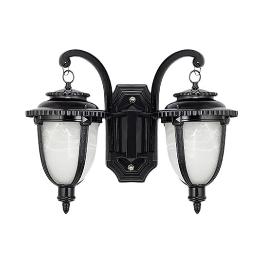 Classic Black/Bronze Wall Lamp with Frosted Glass Shade - Small/Large Sizes Available