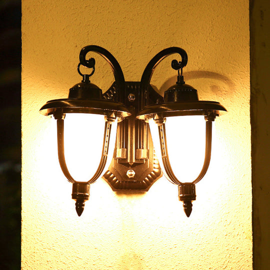 Classic Black/Bronze Wall Lamp with Frosted Glass Shade - Small/Large Sizes Available