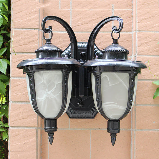 Classic Black/Bronze Wall Lamp with Frosted Glass Shade - Small/Large Sizes Available