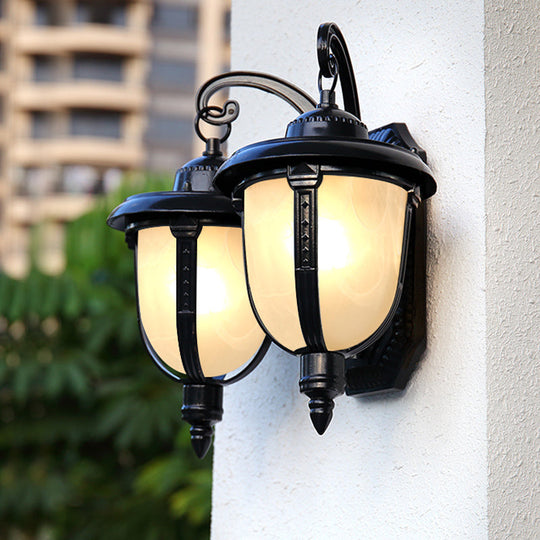 Classic Black/Bronze Wall Lamp with Frosted Glass Shade - Small/Large Sizes Available