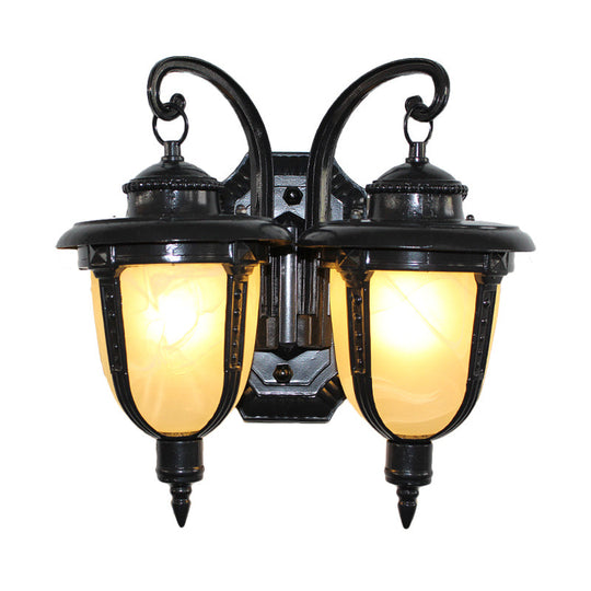 Classic Black/Bronze Wall Lamp with Frosted Glass Shade - Small/Large Sizes Available