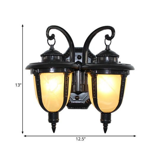 Classic Black/Bronze Wall Lamp with Frosted Glass Shade - Small/Large Sizes Available