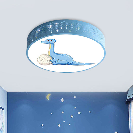 Iron LED Flush Mount Ceiling Light with Dinosaur Pattern in Red/Blue/Green