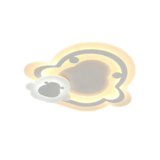 Kids Ultrathin White Penguin LED Ceiling Lamp with Warm Inner White and Outer Warm Light