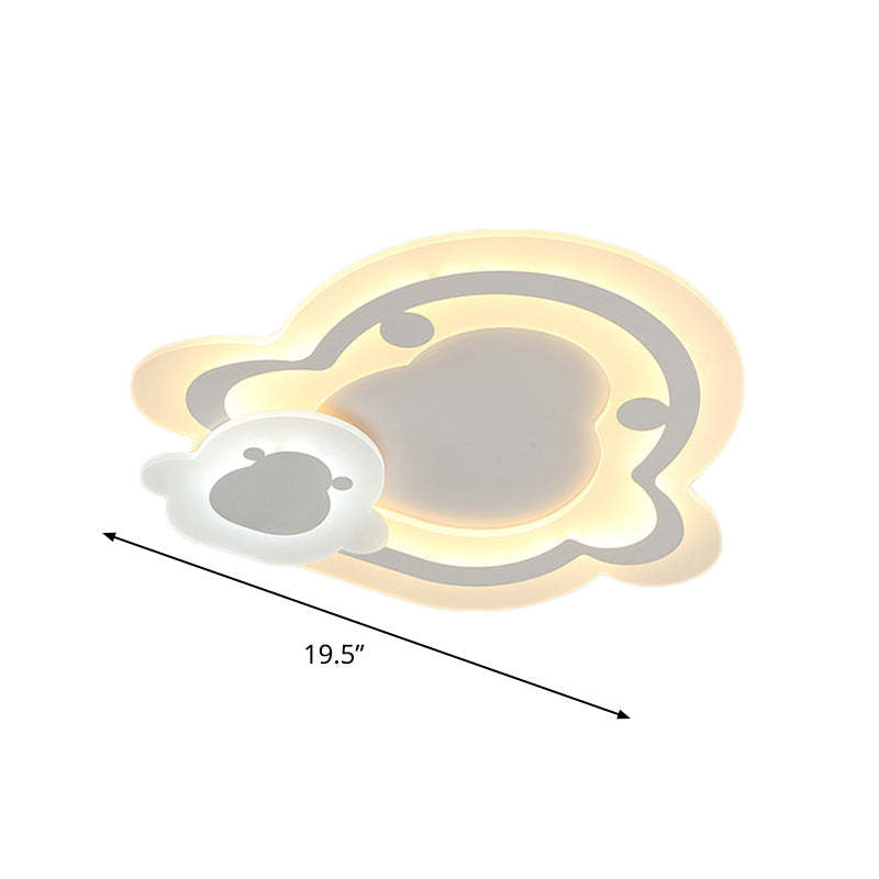 Kids Ultrathin White Penguin LED Ceiling Lamp with Warm Inner White and Outer Warm Light