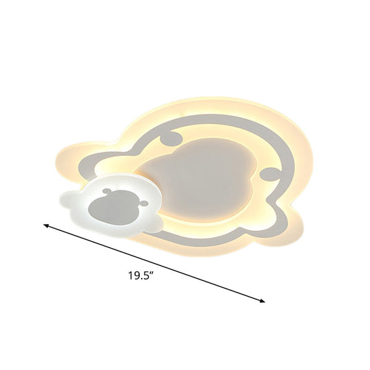 Kids Ultrathin White Penguin LED Ceiling Lamp with Warm Inner White and Outer Warm Light