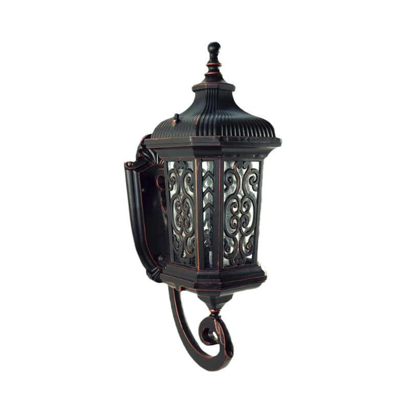 Metal Black Wall Mount Lantern for Courtyard - Single Head Lodge Wall Lamp Fixture - Up/Down Lighting