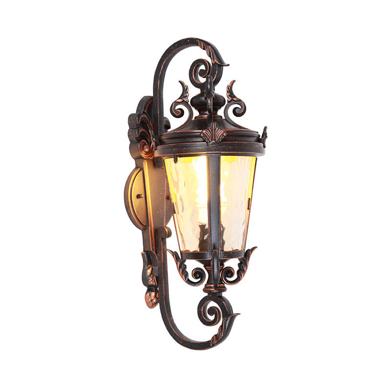 Cottage Style Wall Mount Sconce Lamp with Amber Glass Shade