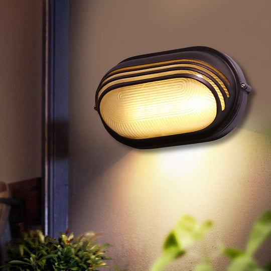 Farmhouse Flush Wall Sconce with Frosted Ribbed Glass & 1 Light