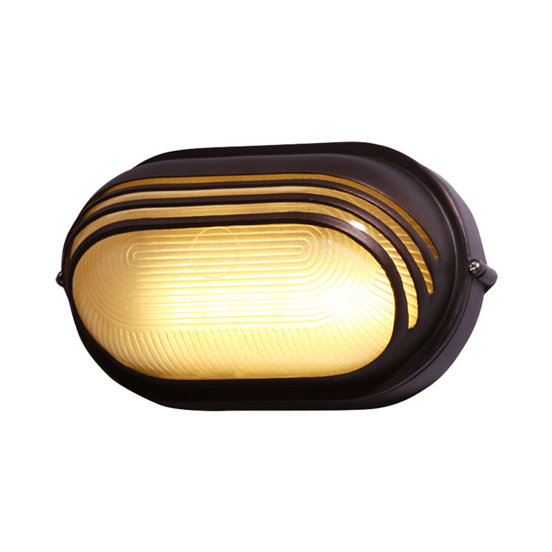 Farmhouse Flush Wall Sconce with Frosted Ribbed Glass & 1 Light