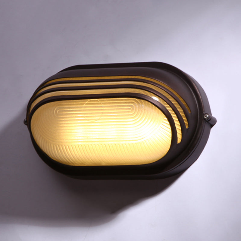 Farmhouse Flush Wall Sconce with Frosted Ribbed Glass & 1 Light