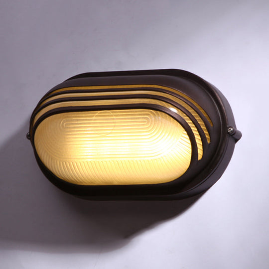 Farmhouse Flush Wall Sconce with Frosted Ribbed Glass & 1 Light