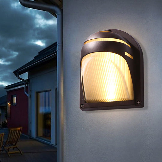 Farmhouse Flush Wall Sconce with Frosted Ribbed Glass & 1 Light