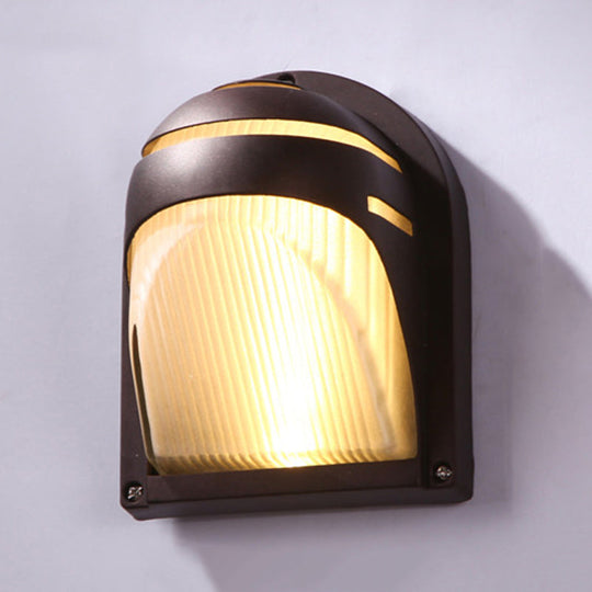 Farmhouse Flush Wall Sconce with Frosted Ribbed Glass & 1 Light