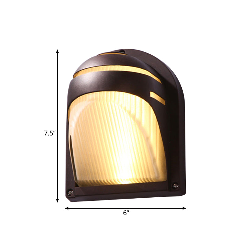 Farmhouse Flush Wall Sconce with Frosted Ribbed Glass & 1 Light