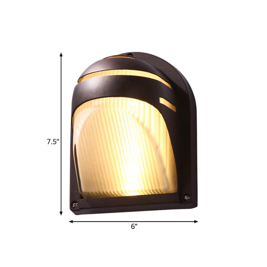 Farmhouse Flush Wall Sconce with Frosted Ribbed Glass & 1 Light