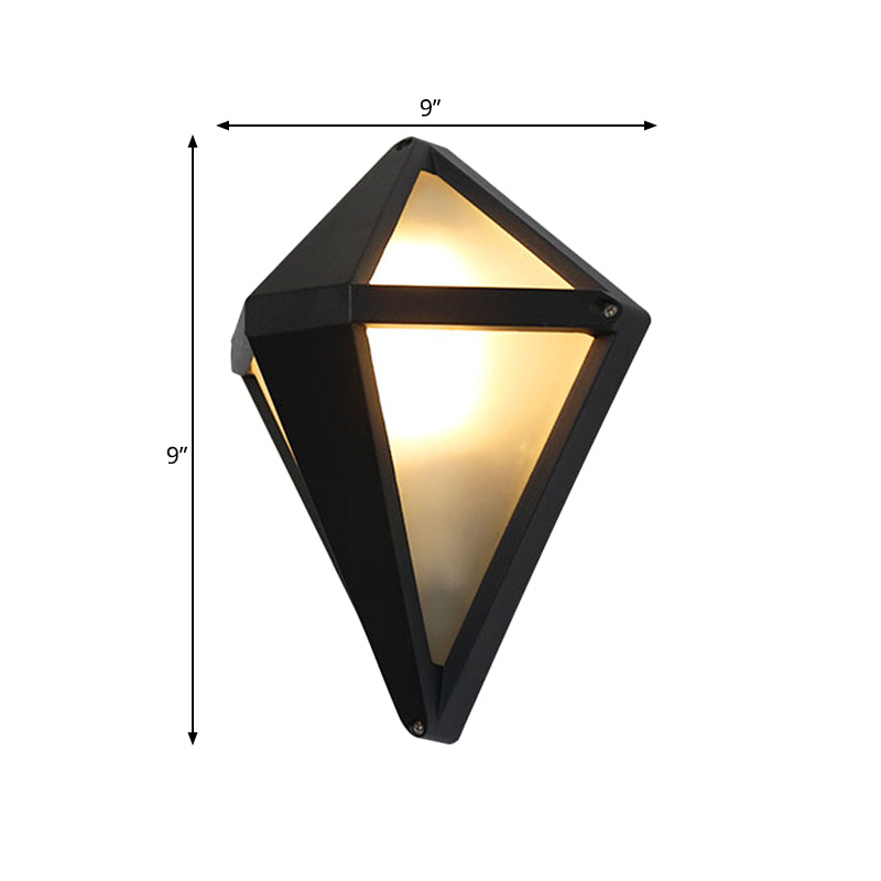 Rustic Opal Glass Wall Sconce with Dark Coffee Diamond Design - 1-Light Balcony Lighting Fixture