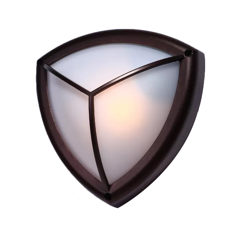 Rustic Opal Glass Wall Sconce with Dark Coffee Diamond Design - 1-Light Balcony Lighting Fixture