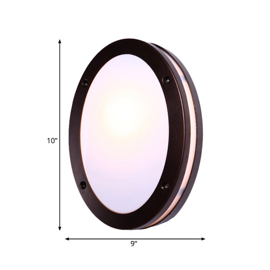 Rustic Opal Glass Wall Sconce with Dark Coffee Diamond Design - 1-Light Balcony Lighting Fixture