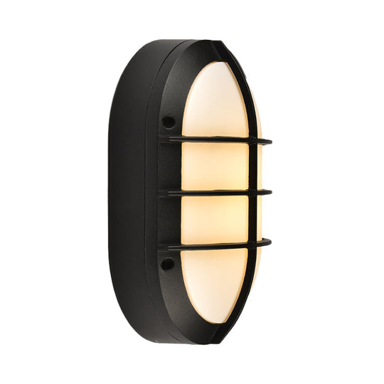 Classic Elliptical Opal Glass Wall Lamp in Black - 1 Light, with or without Frame