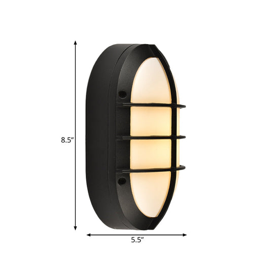 Classic Elliptical Opal Glass Wall Lamp in Black - 1 Light, with or without Frame