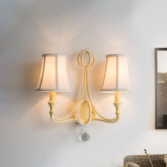 Rustic Paneled Wall Light Fixture in Beige/Aged Silver with Crystal Droplet for Half-Bulb Lighting Ideas