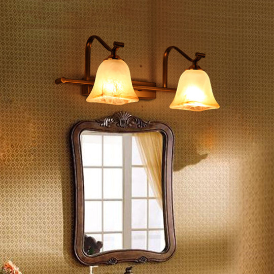 Country Bell Vanity Light Fixture - Wall Mounted 2/3 Lights with Frosted White Glass - Ideal for Bathroom