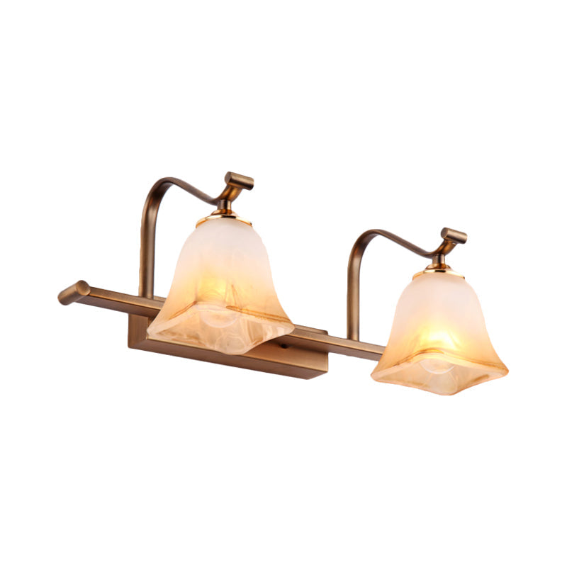 Country Bell Vanity Light Fixture - Wall Mounted 2/3 Lights with Frosted White Glass - Ideal for Bathroom
