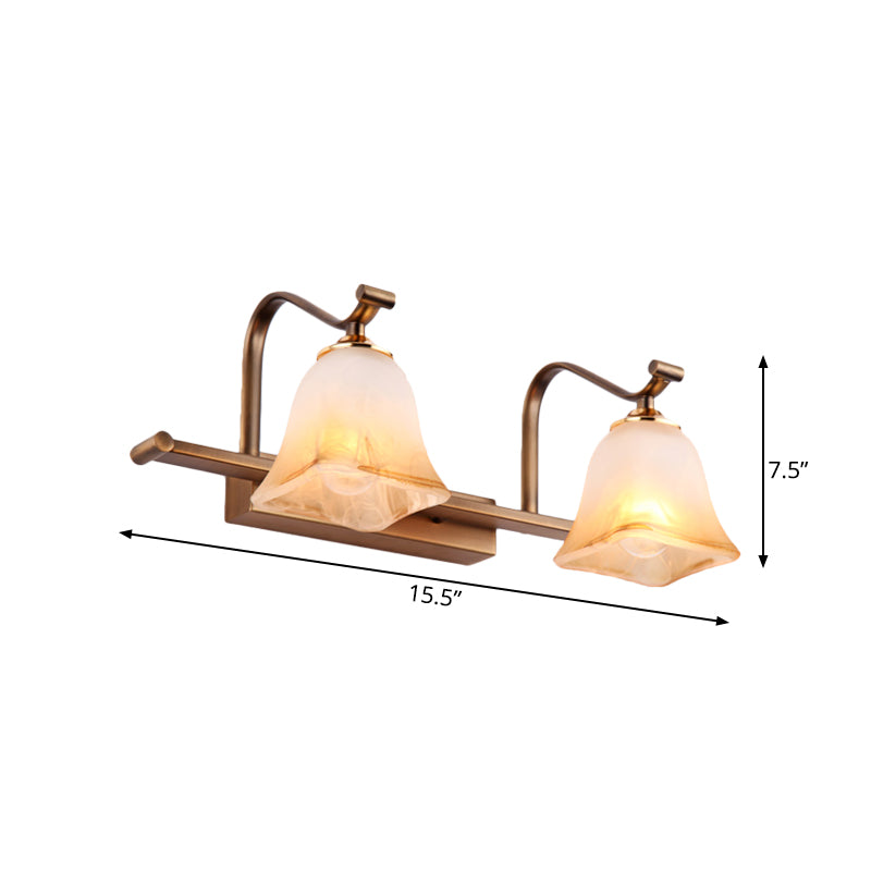 Country Bell Vanity Light Fixture - Wall Mounted 2/3 Lights with Frosted White Glass - Ideal for Bathroom