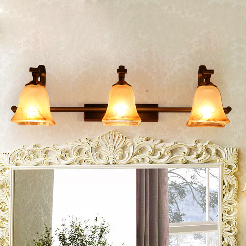 Country Bell Vanity Light Fixture - Wall Mounted 2/3 Lights with Frosted White Glass - Ideal for Bathroom