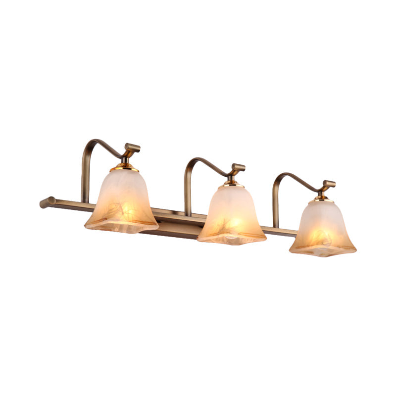 Country Bell Vanity Light Fixture - Wall Mounted 2/3 Lights with Frosted White Glass - Ideal for Bathroom