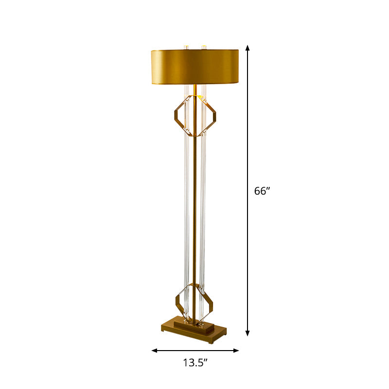 Modern Metallic Gold Floor Lamp with Clear Crystal Rod